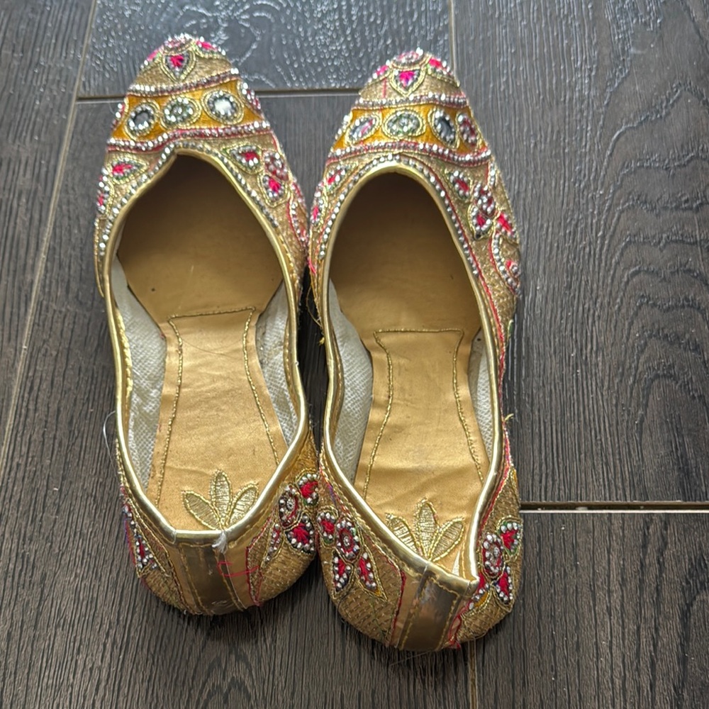 Embellished Gold and Pink Women's Shoes
